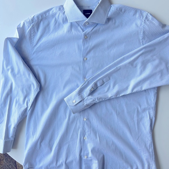STRELLSON MENS COTTON DRESS SHIRT BLUE/WHITE - Picture 3 of 6